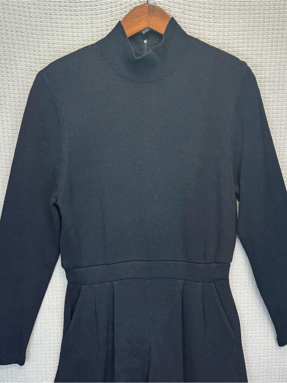 Vtg St John Knit Jumpsuit Black Size 8 Mock Turtleneck Classic Quiet Luxury EUC - Picture 2 of 12